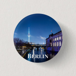 Chapa Redonda De 2,5 Cm Torre de televisión e isla de museo en Berlín, Ale