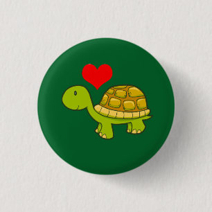 Chapa Redonda De 2,5 Cm Tortuga del vector con el corazón