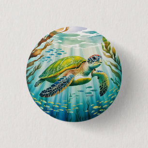 Chapa Redonda De 2,5 Cm Tortuga pintada