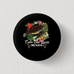 Chapa Redonda De 2,5 Cm Tortugas Del Mar De Cabo San Lucas Tortuga Y Flor