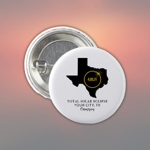 Chapa Redonda De 2,5 Cm Total de eclipse solar 2024 Nombre personalizado,