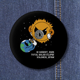Chapa Redonda De 2,5 Cm Total Solar Eclipse 2026 Spain Photobomb