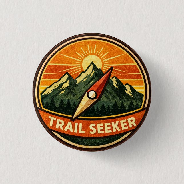 Chapa Redonda De 2,5 Cm Trail Seeker Badge | Adventure Outdoor Award (Anverso)