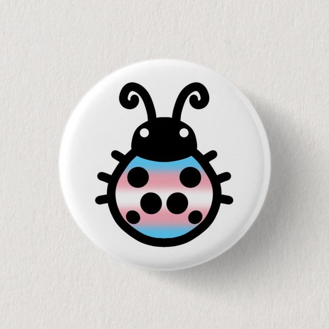 Chapa Redonda De 2,5 Cm Transgender Pride Ladybug Pin Badge (Anverso)