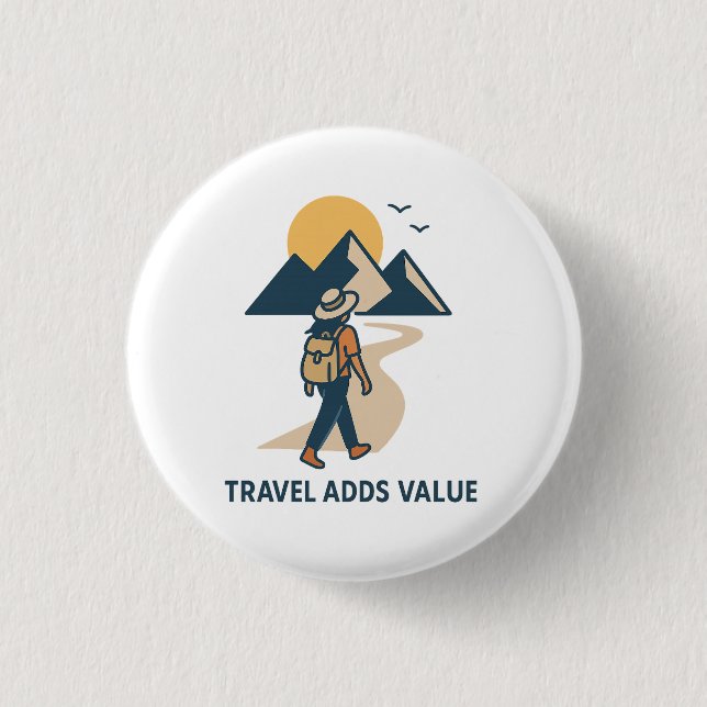 Chapa Redonda De 2,5 Cm Travel adds value (Anverso)