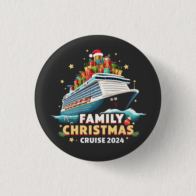 Chapa Redonda De 2,5 Cm Travesía de Navidades familiares de crucero 2024 (Anverso)