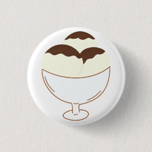 Chapa Redonda De 2,5 Cm Tres bolas de helado de vainilla con chocolate