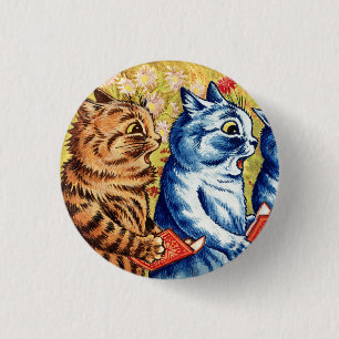 Chapa Redonda De 2,5 Cm Tres gatos cantando por Louis Wain 