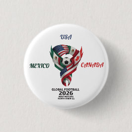 Chapa Redonda De 2,5 Cm Tri-Nation Soccer Fan Buttons | Mexico USA Canada 