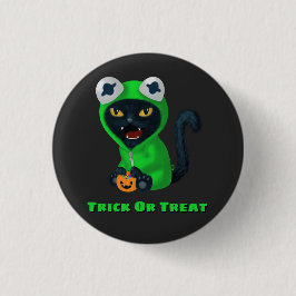 Chapa Redonda De 2,5 Cm Trick o Treg Frog Cat Halloween Costume
