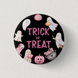 Chapa Redonda De 2,5 Cm Trick Or Three Halloween Ghost Birthday Party