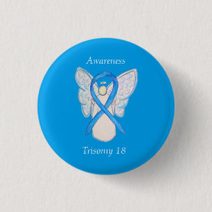 Chapa Redonda De 2,5 Cm Trisomy 18 Awareness Angel Ribbon Art Pin