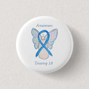 Chapa Redonda De 2,5 Cm Trisomy 18 Awareness Angel Ribbon Art Pin