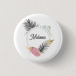 Chapa Redonda De 2,5 Cm Tropical Custom Name Button