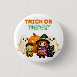 Chapa Redonda De 2,5 Cm Truco o trato – Amigos adorables de Halloween