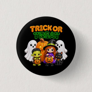 Chapa Redonda De 2,5 Cm Truco o trato - Amigos lindos de Halloween