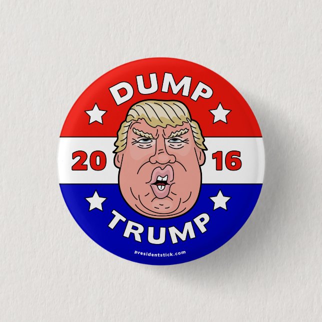 Chapa Redonda De 2,5 Cm Trump descargado, botón/pin anti-Donald Trump 2016 (Anverso)