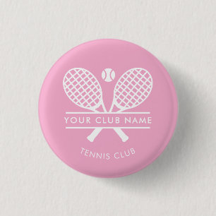 Chapa Redonda De 2,5 Cm Tu Equipo de Tenis Nombre del Club Rosa Personaliz