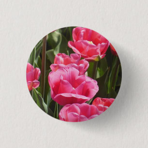 Chapa Redonda De 2,5 Cm Tulipanes rosados