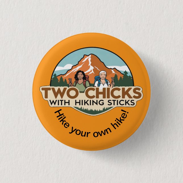 Chapa Redonda De 2,5 Cm Two Chicks Button (Orange) (Anverso)