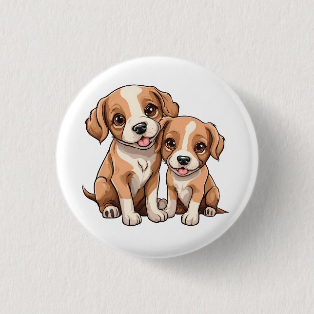Chapa Redonda De 2,5 Cm TWO PUPPIES button (Anverso)