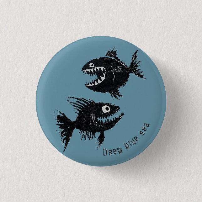 Chapa Redonda De 2,5 Cm Two scary fish, personalized (Anverso)