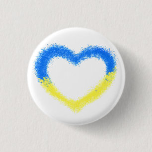 Chapa Redonda De 2,5 Cm Ucrania - Libertad - Paz - Corazón de bandera ucra