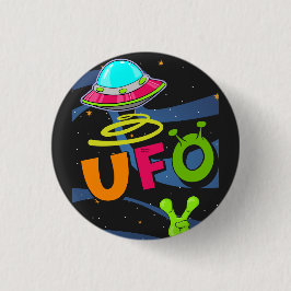 Chapa Redonda De 2,5 Cm Ufo en el espacio saluda