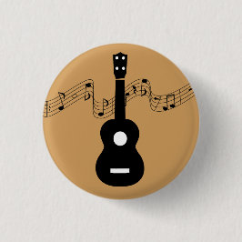 Chapa Redonda De 2,5 Cm Ukulele con las notas de la música