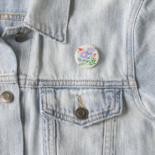 Chapa Redonda De 2,5 Cm Un conjunto de flores pintadas en acuarela