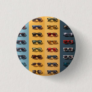 Chapa Redonda De 2,5 Cm Un diseño de patrón de gafas de sol,