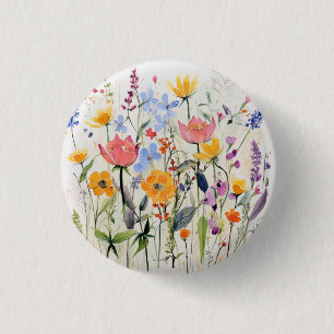 Chapa Redonda De 2,5 Cm Un distintivo floral caprichoso, botón, pin
