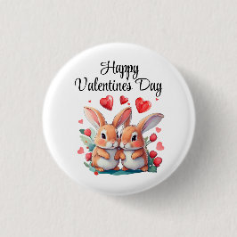 Chapa Redonda De 2,5 Cm Un par de divertidos conejos acuarelas