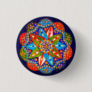 Chapa Redonda De 2,5 Cm Un vibrante mandala