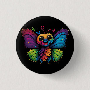 Chapa Redonda De 2,5 Cm Una mariposa de color arcoiris