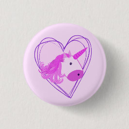 Chapa Redonda De 2,5 Cm Unicorn Scribble Heart Valentine