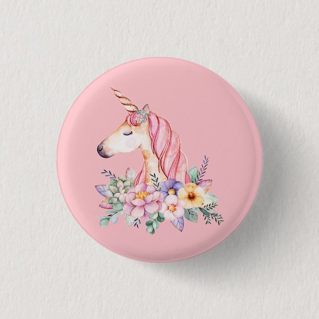Chapa Redonda De 2,5 Cm Unicornio (Anverso)