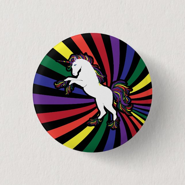 Chapa Redonda De 2,5 Cm Unicornio arcoiris retro (Anverso)