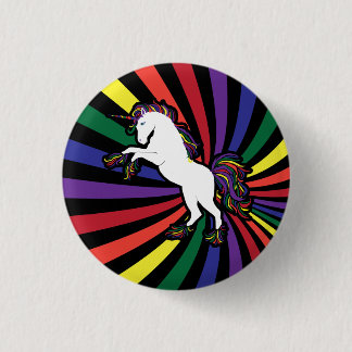 Chapa Redonda De 2,5 Cm Unicornio arcoiris retro