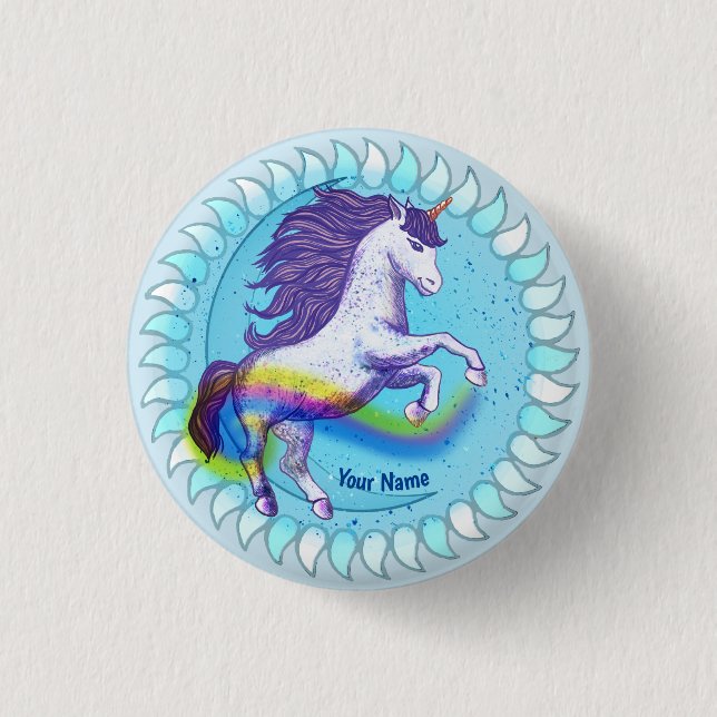 Chapa Redonda De 2,5 Cm Unicornio Audaz   (Anverso)