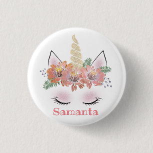 Chapa Redonda De 2,5 Cm Unicornio, Unicornio Face, personalizada, femenina