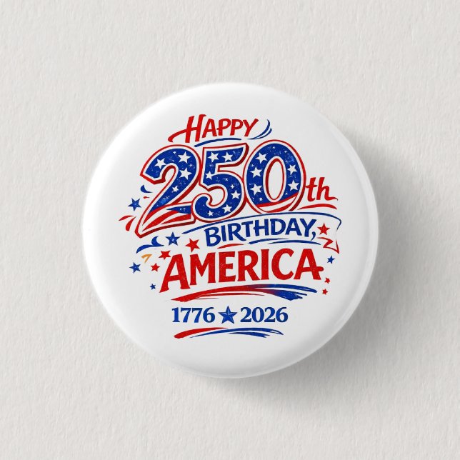 Chapa Redonda De 2,5 Cm USA America 250th Anniversary Patriotic Button (Anverso)