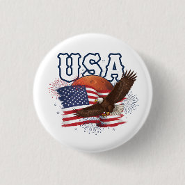 Chapa Redonda De 2,5 Cm USA Patriotic Eagle with Mars Red Planet Design