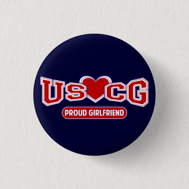 Chapa Redonda De 2,5 Cm USCG Orgullosa Girlfriend (Anverso)