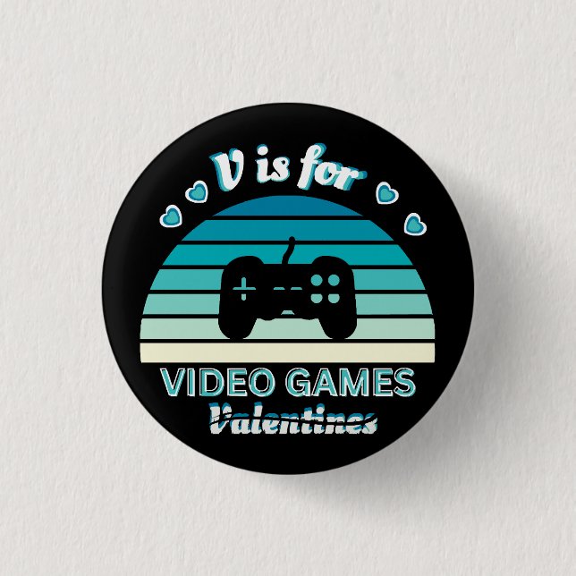 Chapa Redonda De 2,5 Cm V para Videojuegos No San Valentín - Gracioso Retr (Anverso)