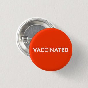 Chapa Redonda De 2,5 Cm Vaccinated, neon orange white pin button