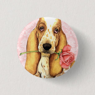 Chapa Redonda De 2,5 Cm Valentine Rosa Basset