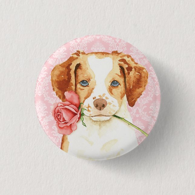 Chapa Redonda De 2,5 Cm Valentine Rosa Brittany (Anverso)