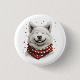 Chapa Redonda De 2,5 Cm Valentines Day Samoyed Dog