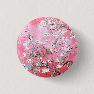 Chapa Redonda De 2,5 Cm Van Gogh Almond Blossoms Azul rosa